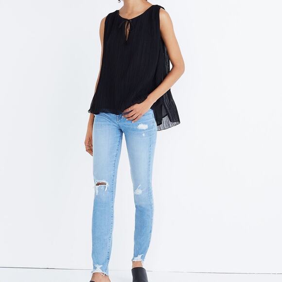 Madewell Black Tank Pleated Top SZ S - Picture 2 of 11